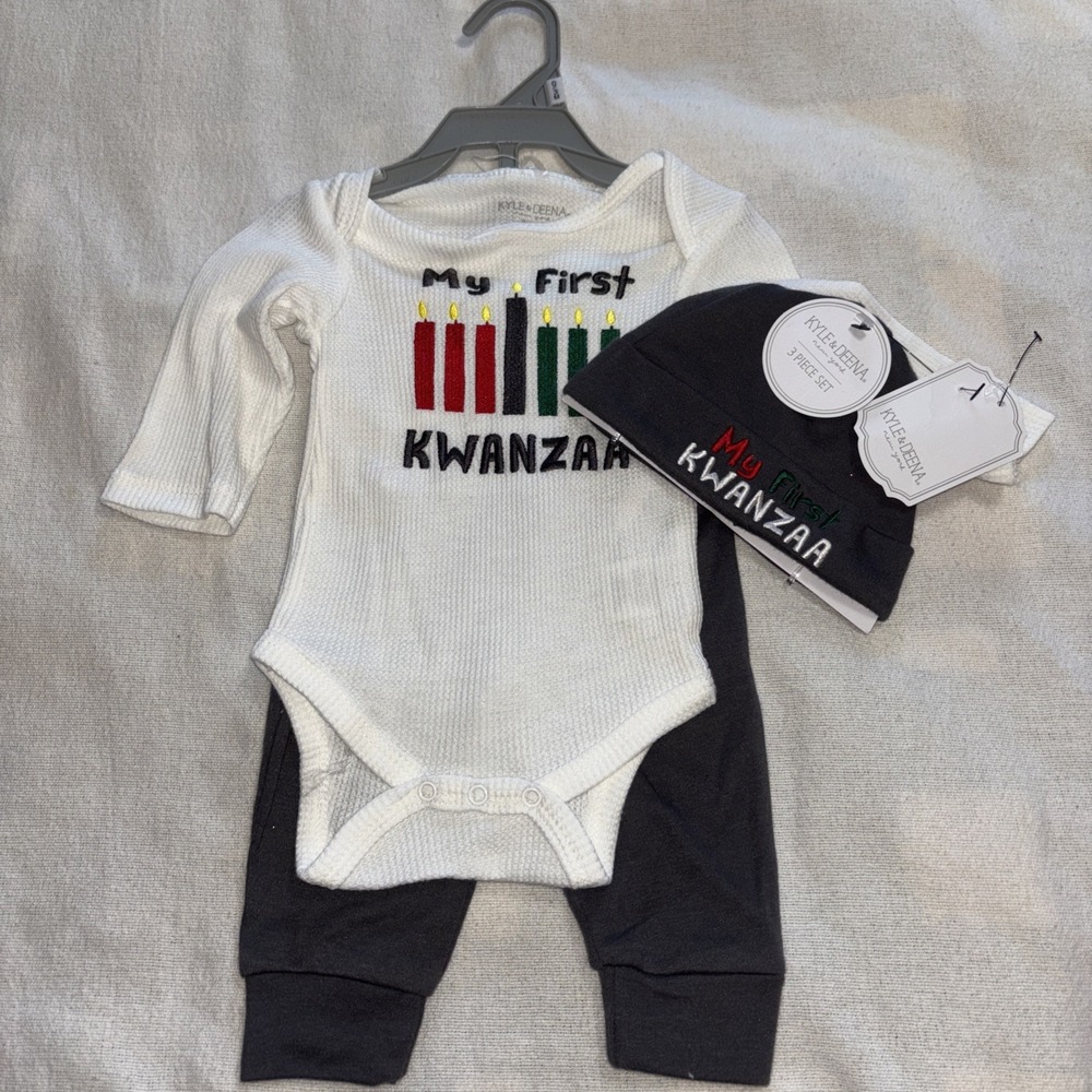 Kyle & Deena 3Pc‎ Outfit Baby 0-3M My First Kwanzaa